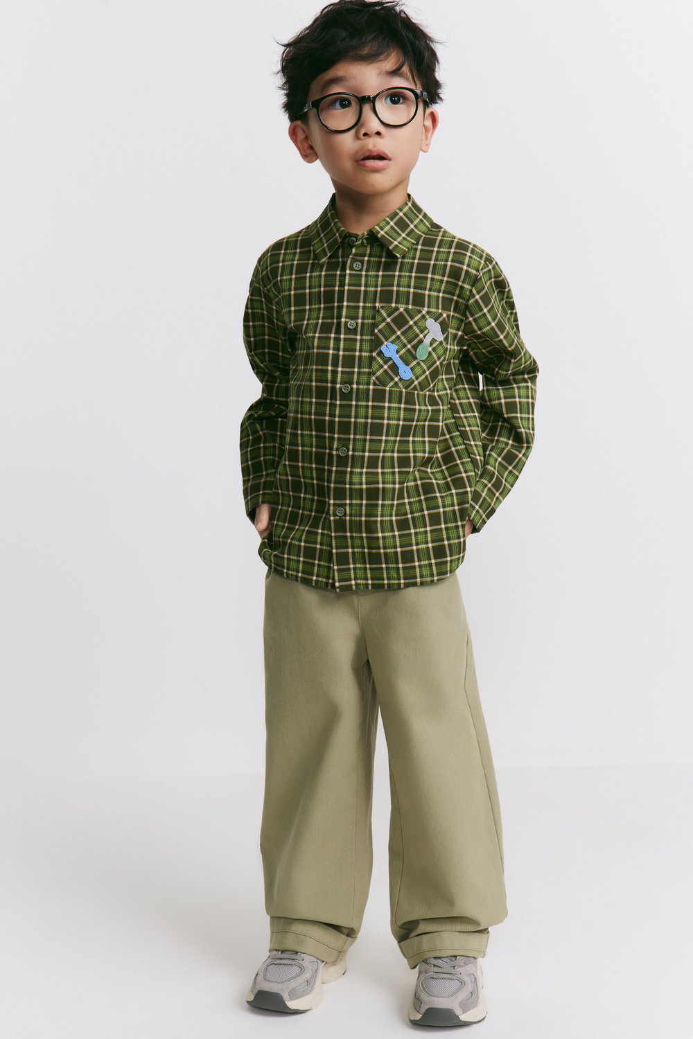 Клетчатая рубашка из хлопка с патчами